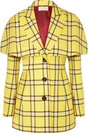 Sara Battaglia - Cape-effect checked wool blazer at Net A Porter