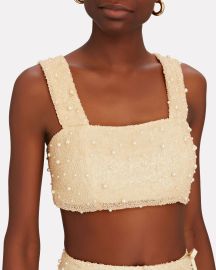 Sara Cristina Mare Beaded Crop Top at Intermix