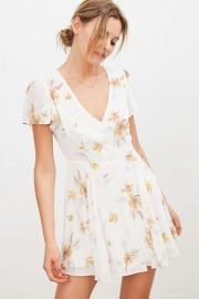 Sarah Flutter-Sleeve Chiffon Mini Dress at Urban Outfitters