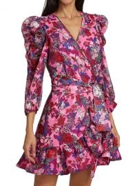 Sasha Floral Puff-Sleeve A-Line Wrap Dress at Saks Fifth Avenue