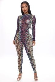 Sassy Slither Snake Jumpsuit - Purplecombo Fashion Nova Jumpsuits Fashion Nova at Fashion Nova