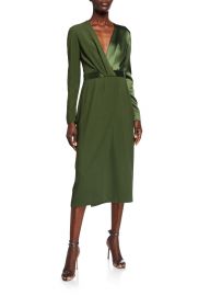 Satin-Back Crepe Long-Sleeve Dress at Bergdorf Goodman