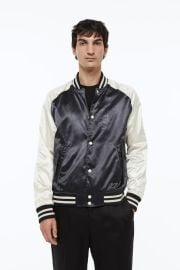 Satin Baseball Jacket - Creamblack - Men HampM US at H&M