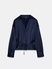 Satin Blouse with Thin Belt at Zara