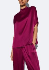 Satin Cape Tee in Berry Red LAPOINTE at Lapointe