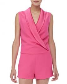 Satin-Collar Sleeveless Jumpsuit at Neiman Marcus