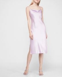 Satin Cowl Neck Midi Slip Dress at Express