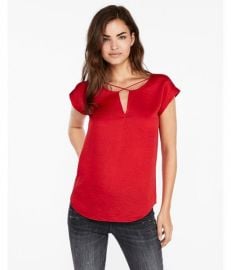 Satin Cross Front Gramercy Tee at Express