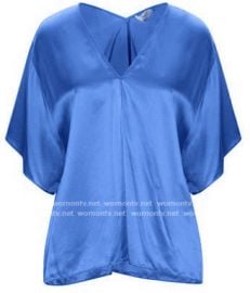 Satin Double Vnekc Blouse at Vince