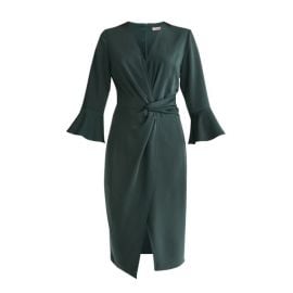 Satin Dress with Twisted Waist  Flared Cuffs by Paisie at Wolf and Badger