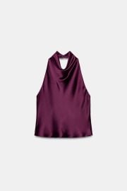 Satin Effect Halter Top at Zara