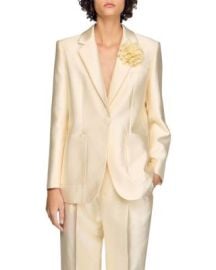 Satin Jacket with Flower Detail at Bloomingdales
