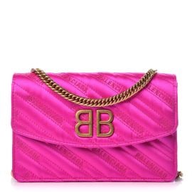 Satin Jacquard BB Chain Wallet Fuchsia at Fashionphile