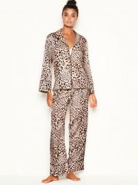 Satin Long PJ Set in Leopard at Victorias Secret