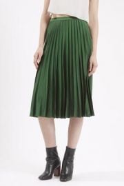 Satin Pleated Midi Skirt at Topshop