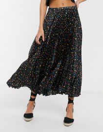 Satin Pleated Midi Skirt by ASOS at Asos