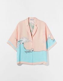 Satin Printed Oversize Shirt by Bershka at Bershka