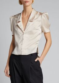 Satin Puff-Sleeve Blouse at Bergdorf Goodman