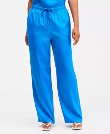 Satin Pull On Pants in Deep Aqua at Macys
