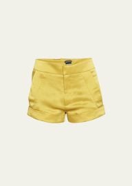 Satin Rolled-Cuff Shorts at Bergdorf Goodman