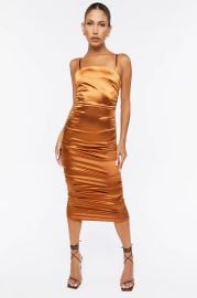 Satin Ruched Midi Dress at Forever 21