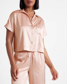 Satin Short Sleeve Pajama Shirt at Express