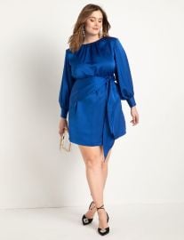 Satin Strong Shoulder Dress  Women39s Plus Size Dresses at ELOQUII