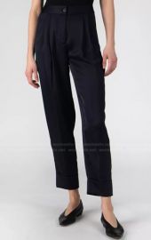 Satin Tailored Pants in Deep Navy by Atm Anthony Thomas Melillo at Orchard Mile