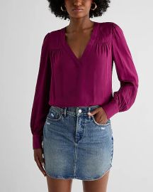 Satin Vneck Top at Express