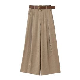 Satin Wide Leg Belted Pants at Zara