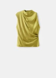 Satin blouse with draped neck - Women MANGO USA at Mango