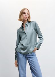 Satin buttoned shirt - Women Mango USA at Mango