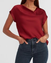 Satin cowl neck gramercy tee at Express