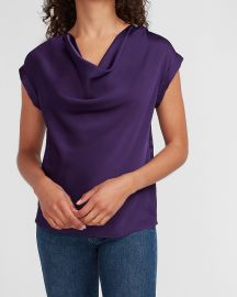 Satin cowl neck tee at Express