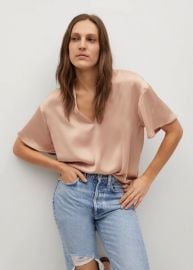 Satin finish flowy Blouse at Mango