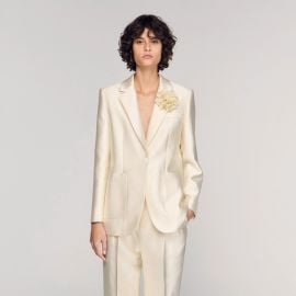 Satin jacket with flower detail at Sandro