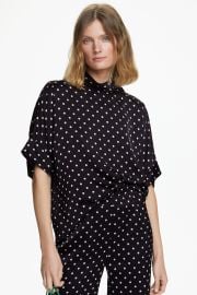 Satin oversize top with polka dots blackivory - CH Carolina Herrera United States at Carolina Herrera