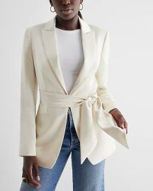 Satin tie waist blazer at Express