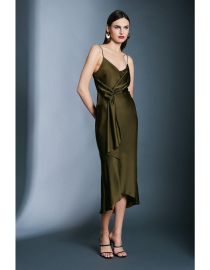 Satin tie waist dress at Karen Millen