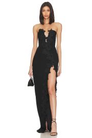 Sau Lee Florence Floral Appliqu d Column Gown at Revolve