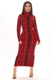 Saucy Snake Sweater Midi Dress - RedBlack   Dresses at Fashion Nova