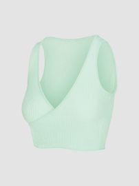 Savage x Fenty Featherweight Knit Faux Wrap Crop Top in Mojito Green at Savage x Fenty