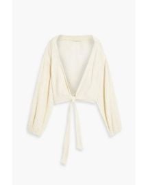 Savannah Morrow Catorito tie front pliss bamboo and silk blend top at The Outnet