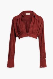 Savannah Morrow Claudia cropped pliss silk blend top at The Outnet