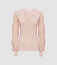 Savannah Ribbed Balloon Sleeve Sweater by Reiss at Reiss