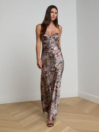 Sayla Silk Gown in Multi Large Rose Cheetah L39AGENCE at L'Agence