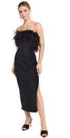 Saylor Van Crinkle Velvet Feather Midi Dress at Shopbop