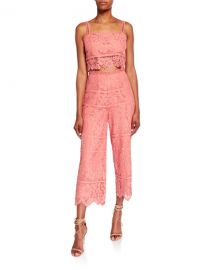 Saylor Willow Bold Floral Lace Set with Crop Top  amp  Cropped Pant at Neiman Marcus