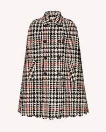 Scallop detail wool hounds tooth cape at Valentino