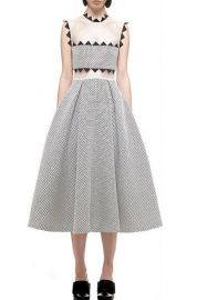 Scalloped Collar Mesh Flare Dress at Romwe